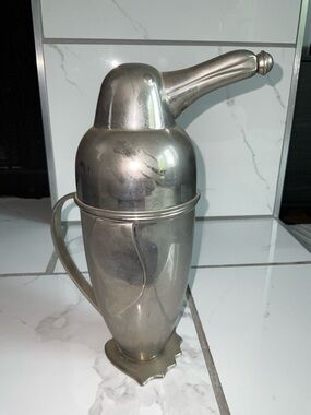 Restoration Hardware Silver Penguin Cocktail Shaker with Pour Spout